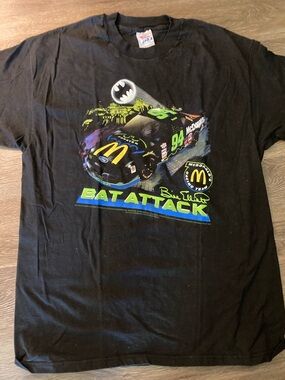 Vintage Bill Elliott Bat Attack McDonalds Batman Forever 1995 XL NASCAR Shirt